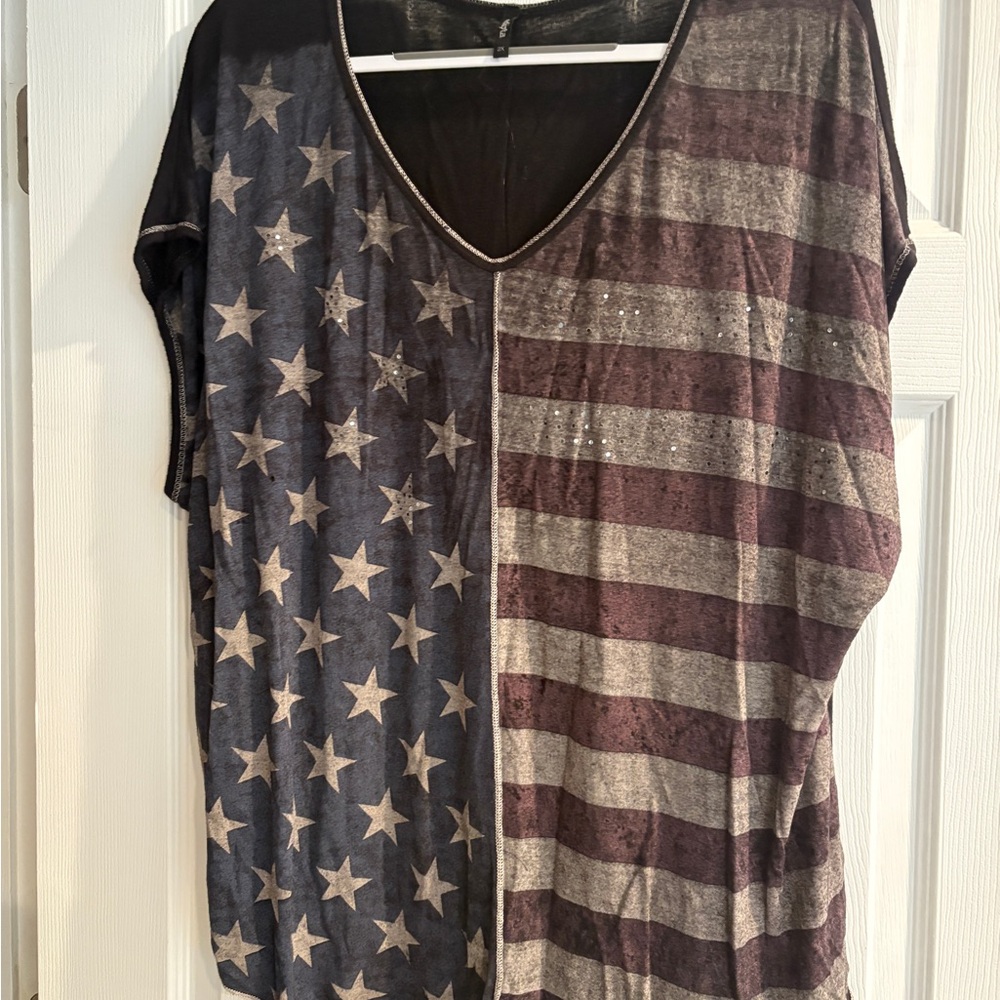 American Flag V-Neck Top